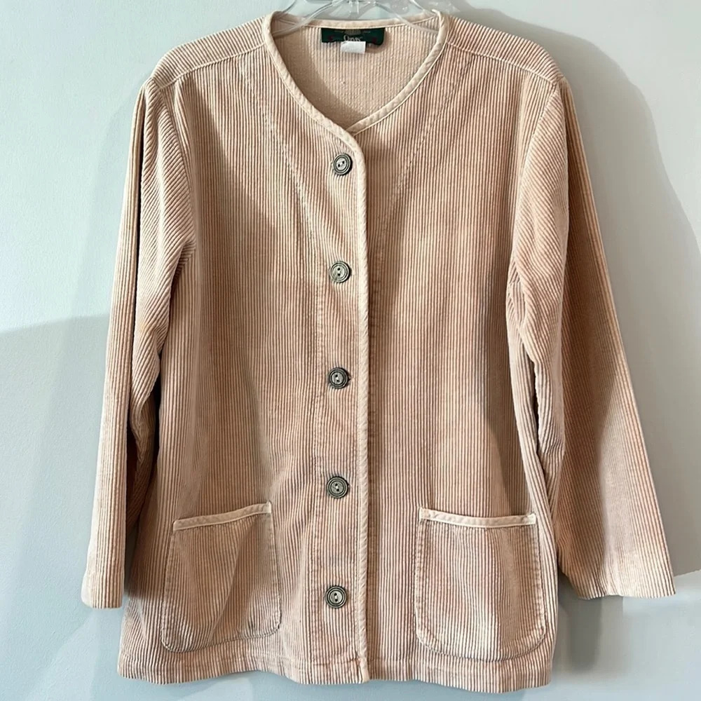 Orvis Beige VintatCorduroy Button-Front Blazer Jacket